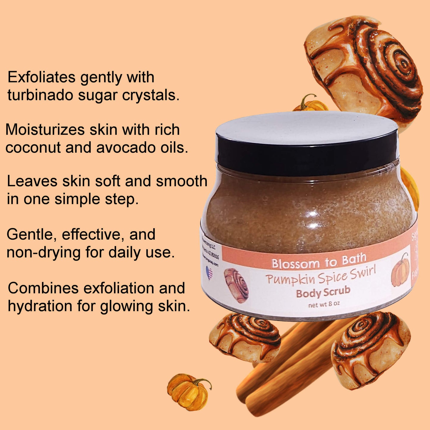 Pumpkin Spice Swirl Body Scrub (8 Ounce) - Phthalate Free Fragrance