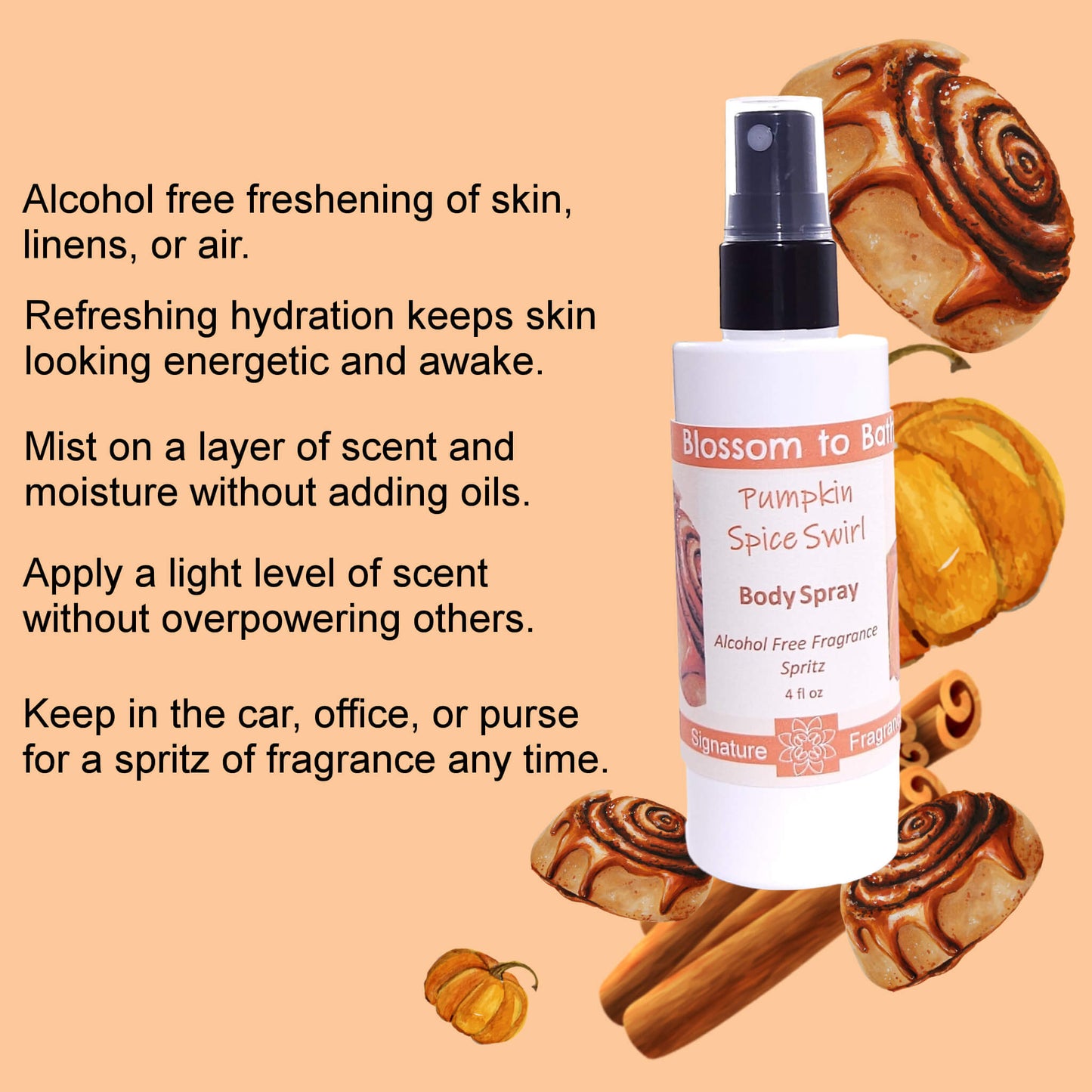 Pumpkin Spice Swirl Body Spray (4 Ounce) - Phthalate Free Fragrance