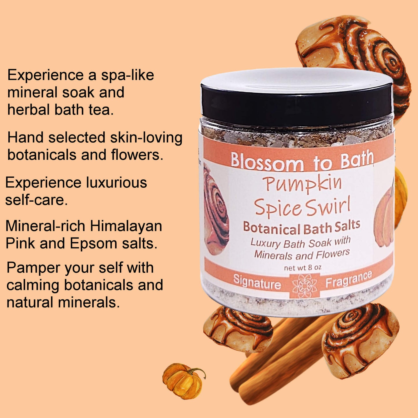 Pumpkin Spice Swirl Botanical Bath Salts (8 ounce) - Phthalate Free Fragrance