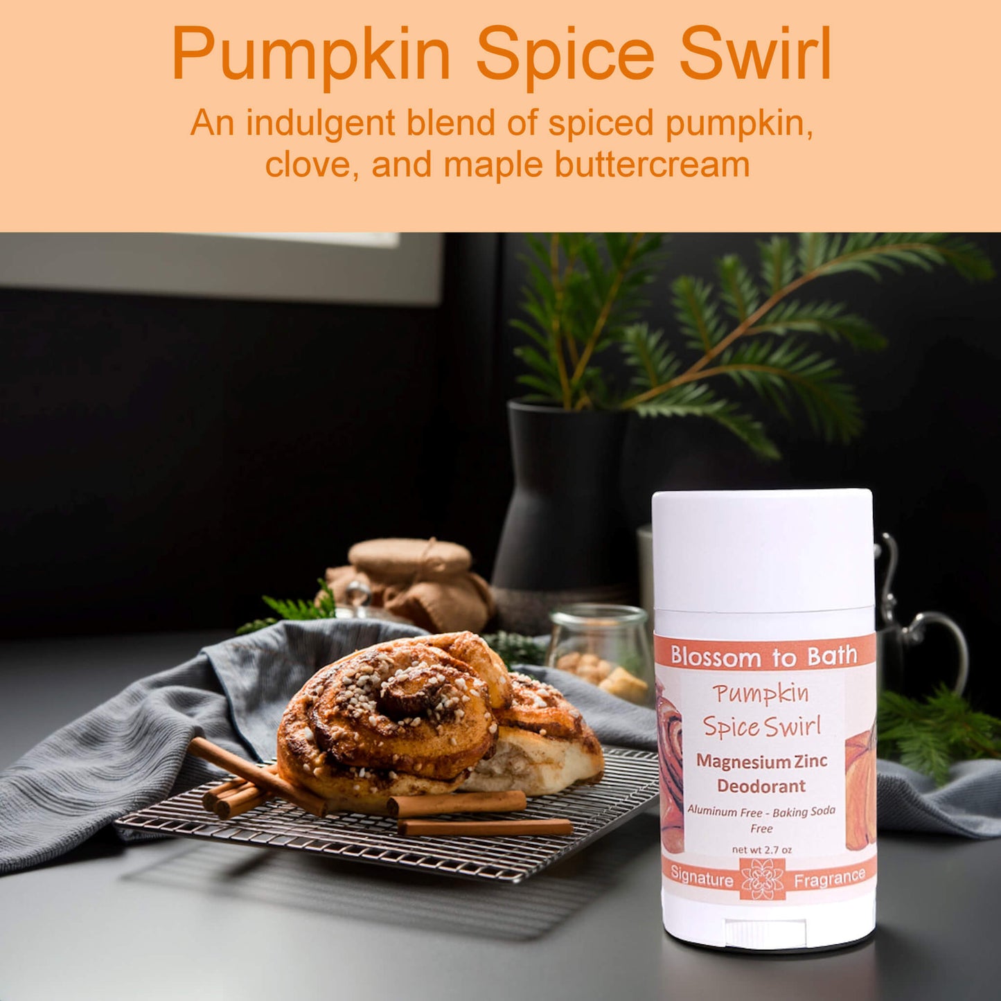 Pumpkin Spice Swirl Magnesium Zinc Deodorant (2.7 ounce) - Phthalate Free Fragrance