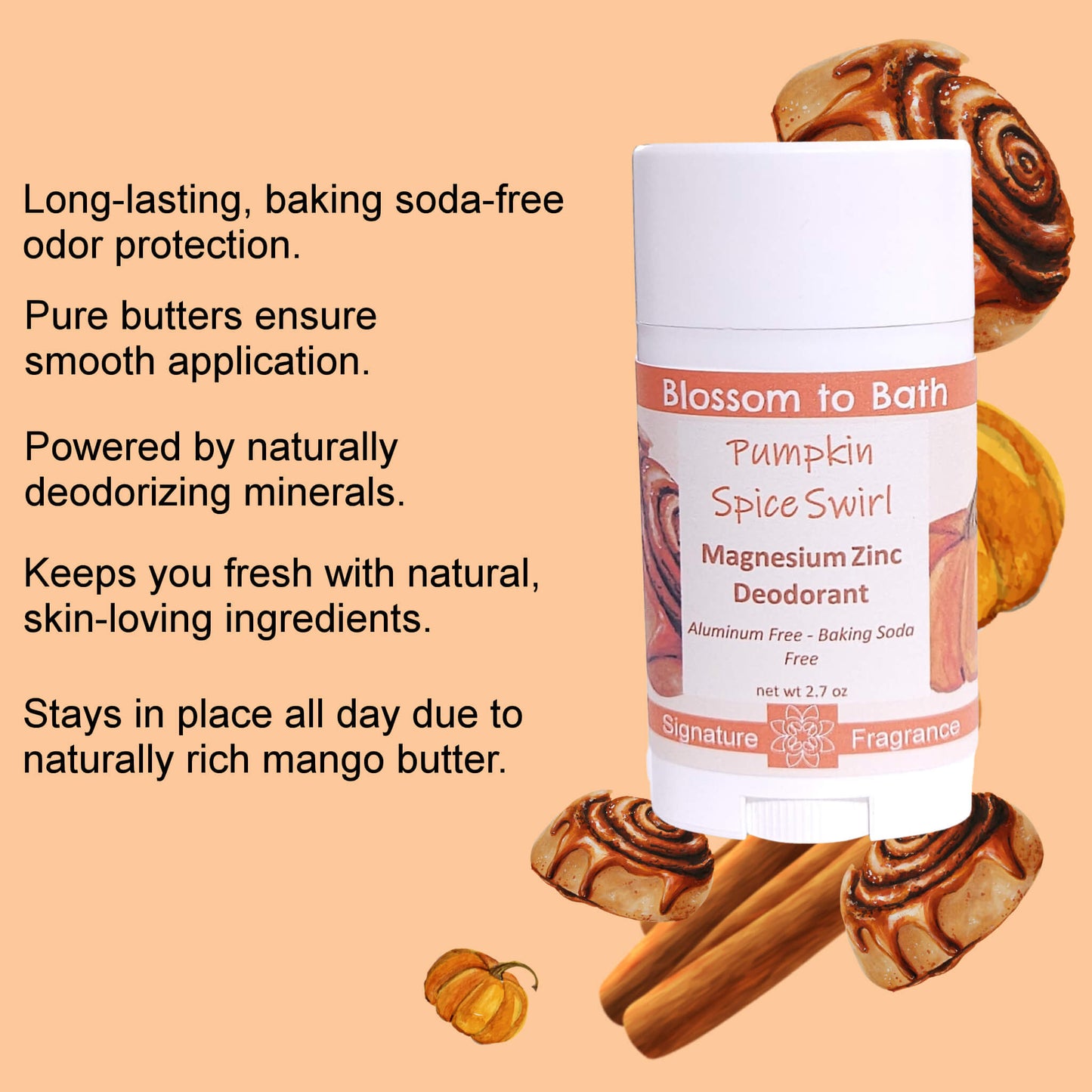 Pumpkin Spice Swirl Magnesium Zinc Deodorant (2.7 ounce) - Phthalate Free Fragrance