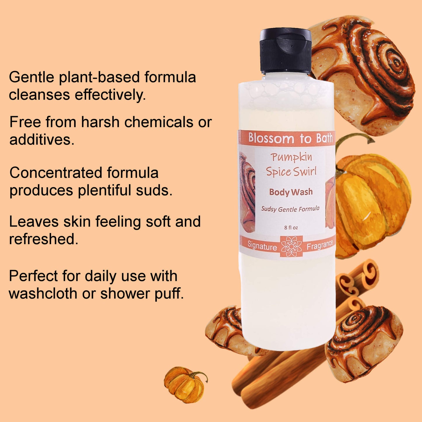 Pumpkin Spice Swirl Body Wash (8 Ounce) - Phthalate Free Fragrance