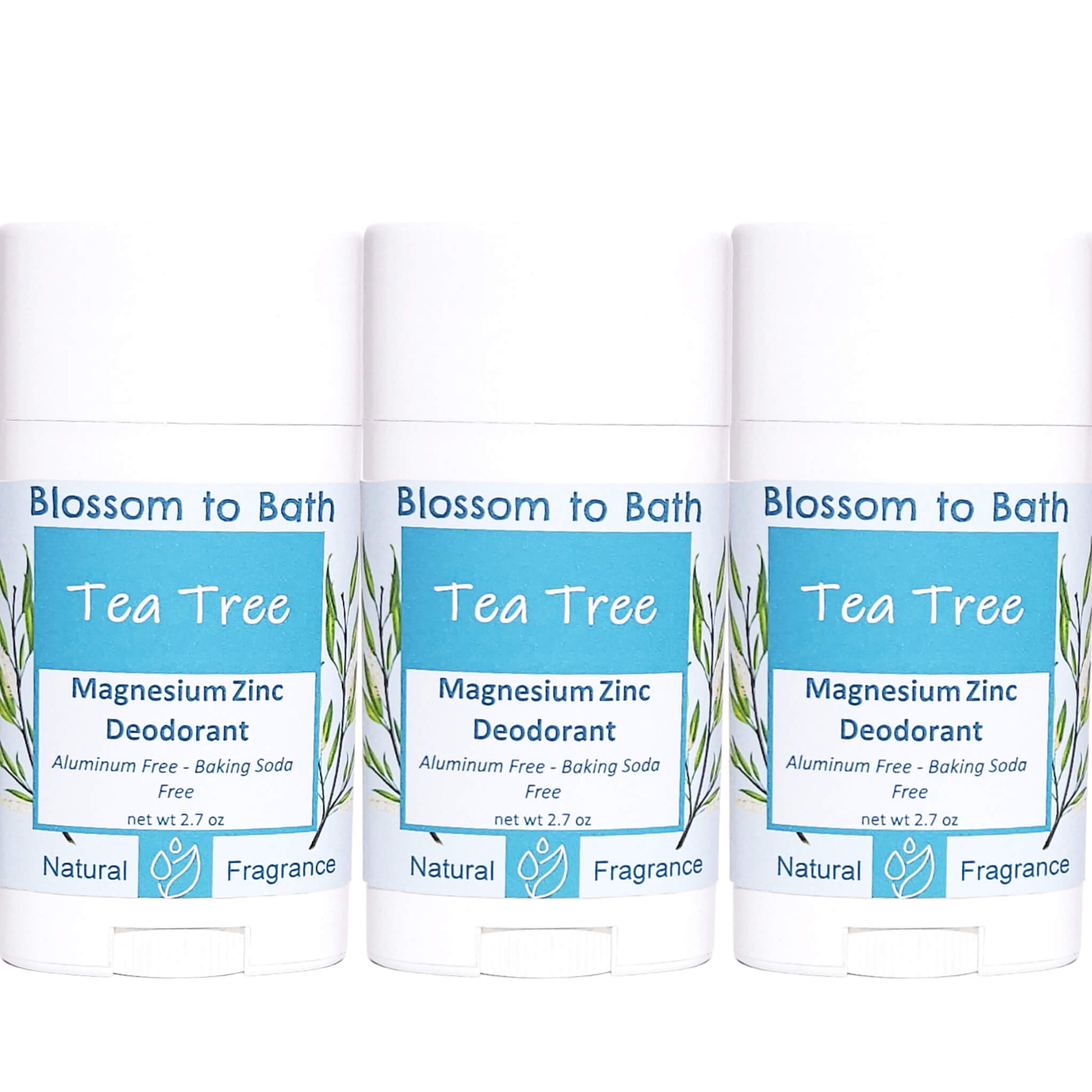 Buy Blossom to Bath Tea Tree Magnesium Zinc Deodorant from Flowersong Soap Studio.   Natural Deodorant Protection with a Long Lasting Tea Tree Scent Made from Pure Botanicals and Butters .  Tea tree's fresh fragrance embodies a deep down clean.