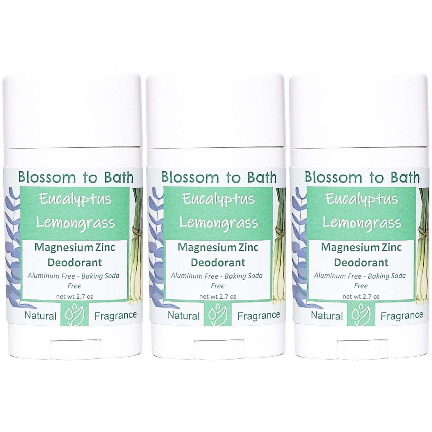 Buy Blossom to Bath Eucalyptus Lemongrass Magnesium Zinc Deodorant from Flowersong Soap Studio.   Natural Deodorant Protection with a Long Lasting Herbal Lemon Scent Made from Pure Botanicals and Butters .  Fresh, sweet herbally clean scent of lemongrass and bracing Eucalyptus.