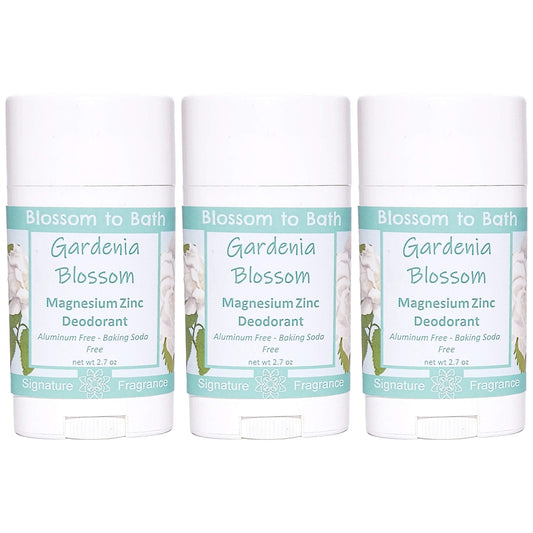 Buy Blossom to Bath Gardenia Blossom Magnesium Zinc Deodorant from Flowersong Soap Studio.   Natural Deodorant Protection with a Long Lasting Rich Sweet Floral Scent Made from Pure Botanicals and Butters .  Sweet Gardenia in a puff of blooming summer flowers