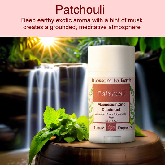 Patchouli Magnesium Zinc Deodorant (2 Pack) - Pure Essential Oil Fragrance