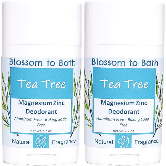 Buy Blossom to Bath Tea Tree Magnesium Zinc Deodorant from Flowersong Soap Studio.   Natural Deodorant Protection with a Long Lasting Tea Tree Scent Made from Pure Botanicals and Butters .  Tea tree's fresh fragrance embodies a deep down clean.