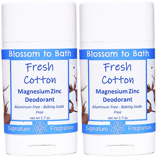 Buy Blossom to Bath Fresh Cotton Magnesium Zinc Deodorant from Flowersong Soap Studio.   Natural Deodorant Protection with a Long Lasting Fresh Cotton Scent Made from Pure Botanicals and Butters .  Smells like clean sheets drying in a breeze of spring blossoms.