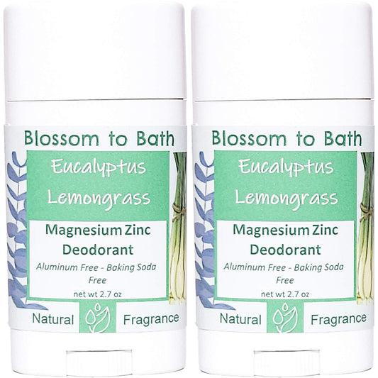 Buy Blossom to Bath Eucalyptus Lemongrass Magnesium Zinc Deodorant from Flowersong Soap Studio.   Natural Deodorant Protection with a Long Lasting Herbal Lemon Scent Made from Pure Botanicals and Butters .  Fresh, sweet herbally clean scent of lemongrass and bracing Eucalyptus.