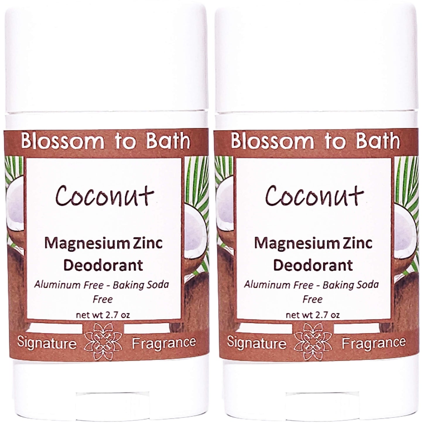 Buy Blossom to Bath Coconut Magnesium Zinc Deodorant from Flowersong Soap Studio.   Natural Deodorant Protection with a Long Lasting Fruity Coconut Scent Made from Pure Botanicals and Butters .  Bold coconut swirled with tropical fruit, creating a refreshing and sunny aroma that evokes a beachside ambiance.