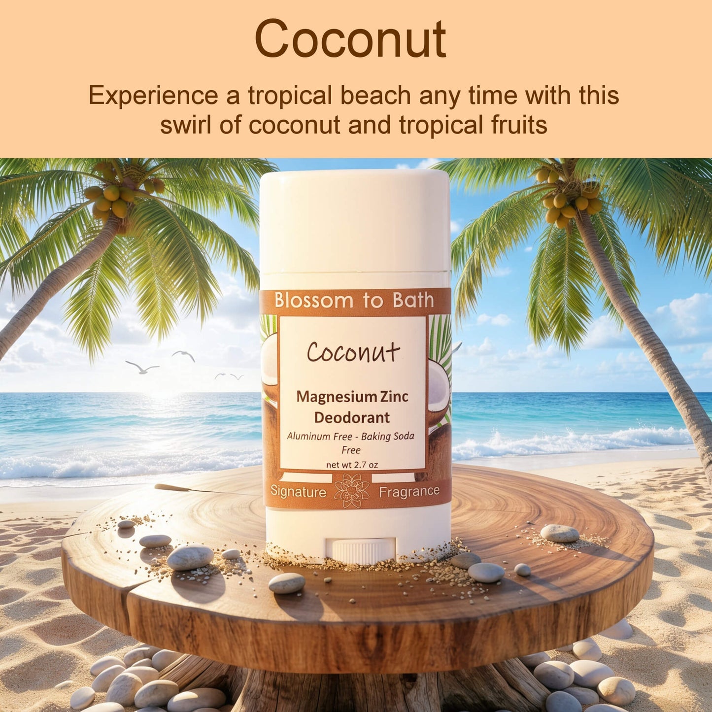 Coconut Magnesium Zinc Deodorant (2 Pack) - Phthalate Free Fragrance