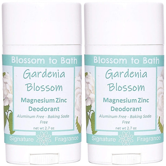 Buy Blossom to Bath Gardenia Blossom Magnesium Zinc Deodorant from Flowersong Soap Studio.   Natural Deodorant Protection with a Long Lasting Rich Sweet Floral Scent Made from Pure Botanicals and Butters .  Sweet Gardenia in a puff of blooming summer flowers