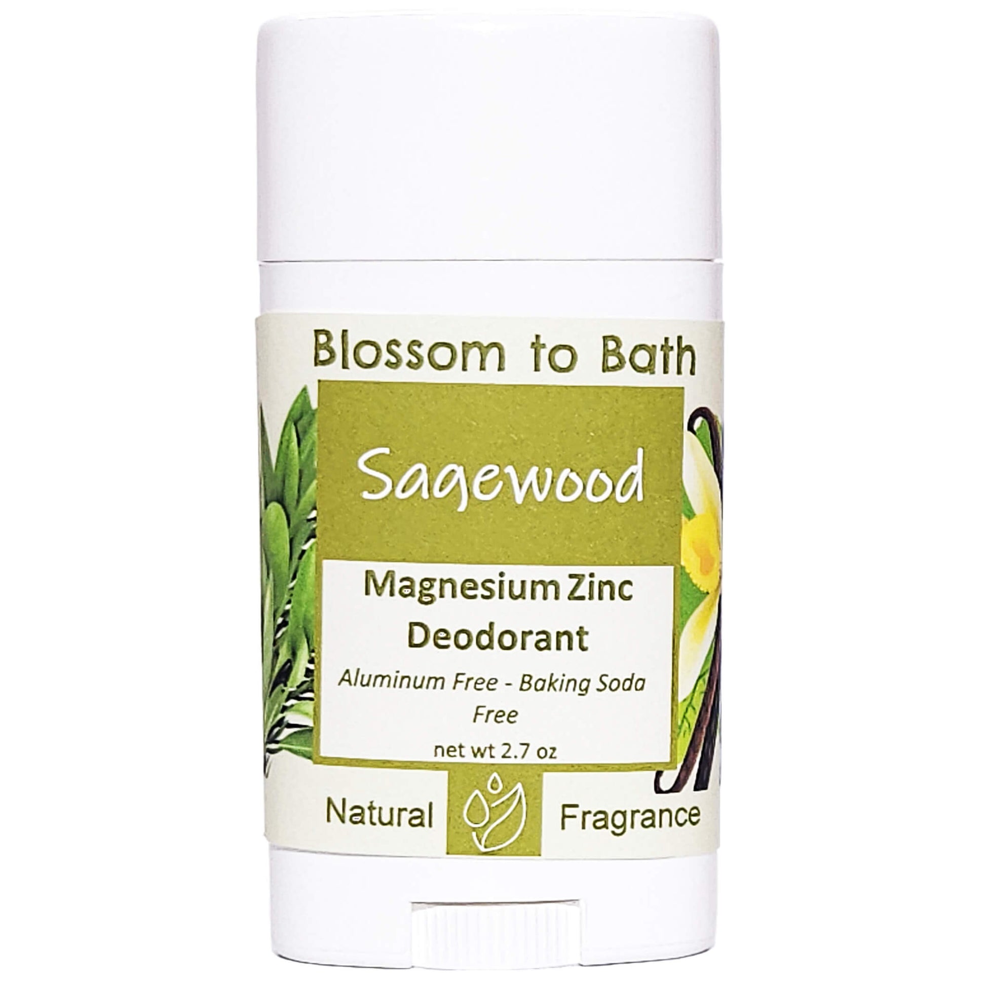 Buy Blossom to Bath Sagewood Magnesium Zinc Deodorant from Flowersong Soap Studio.   Natural Deodorant Protection with a Long Lasting Sweet Forest Scent Made from Pure Botanicals and Butters .  A fresh, wood-forward blend softened with smooth vanilla and grounded with frankincense.