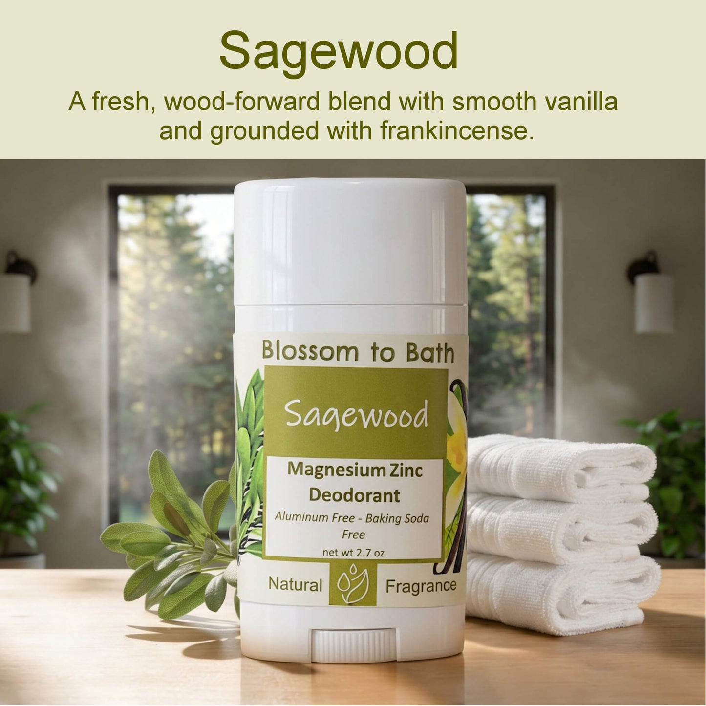 Sagewood Magnesium Zinc Deodorant (2.7 ounce) - Natural Fragrance