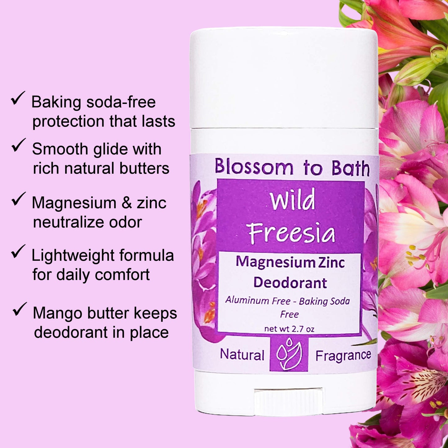 Wild Freesia Magnesium Zinc Deodorant (2.7 ounce) - Natural Fragrance