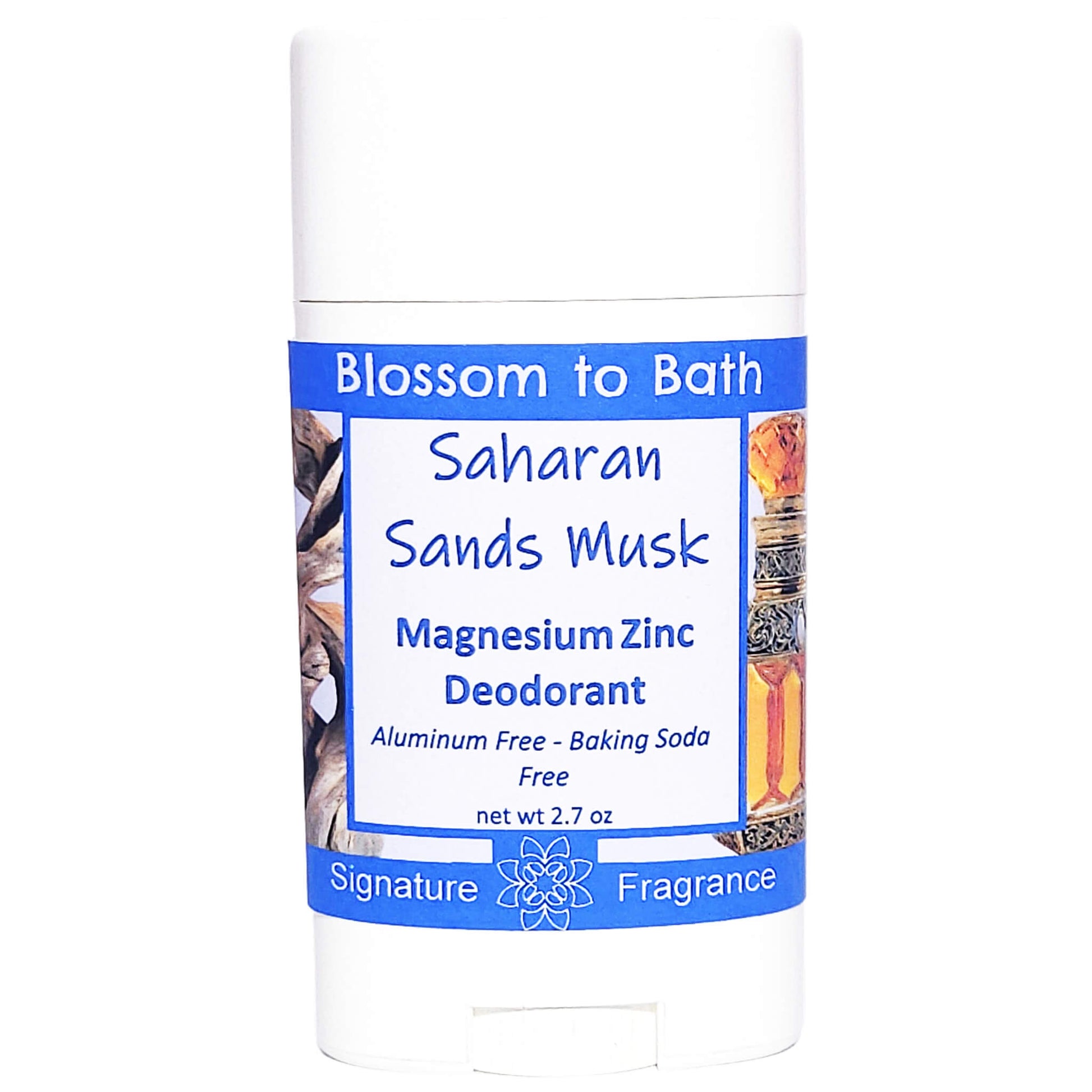 Buy Blossom to Bath Saharan Sands Musk Magnesium Zinc Deodorant from Flowersong Soap Studio.   Natural Deodorant Protection with a Long Lasting Exotic Wood Scent Made from Pure Botanicals and Butters .  A deep, exotic musk fragrance with warm woods, sensual depth, and a rich lingering finish.