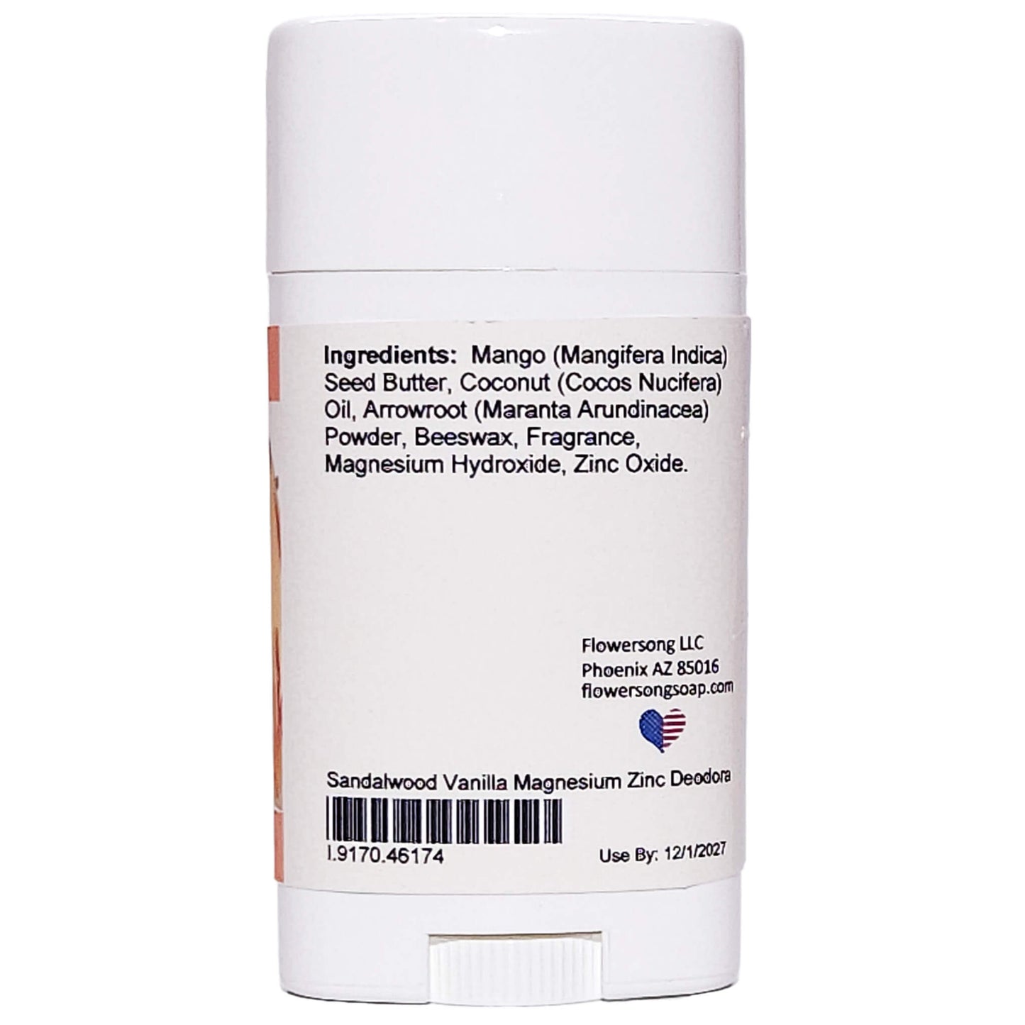 Sandalwood Vanilla Magnesium Zinc Deodorant (2.7 ounce) - Phthalate Free Fragrance
