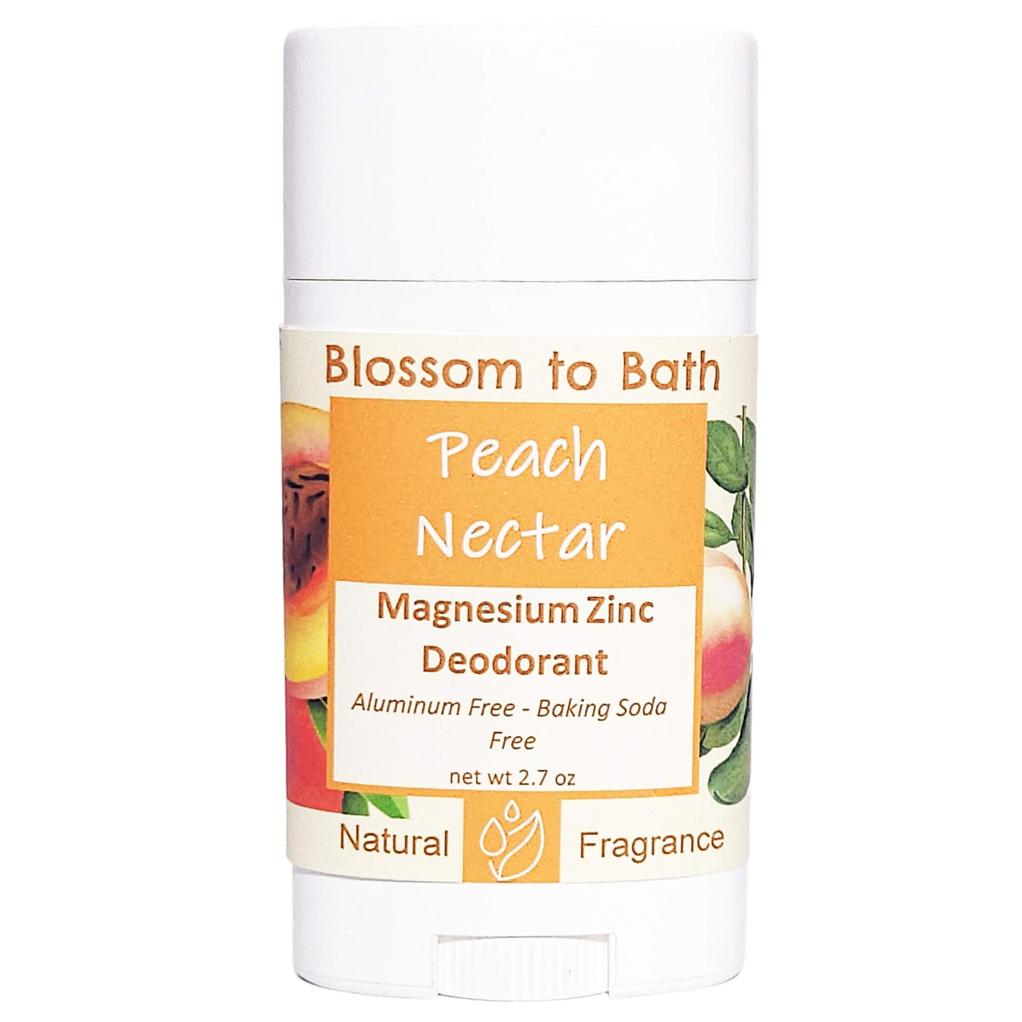 Buy Blossom to Bath Peach Nectar Magnesium Zinc Deodorant from Flowersong Soap Studio.   Natural Deodorant Protection with a Long Lasting Juicy Sweet Scent Made from Pure Botanicals and Butters .  A juicy, sun-ripened peach scent with a fresh, natural sweetness.