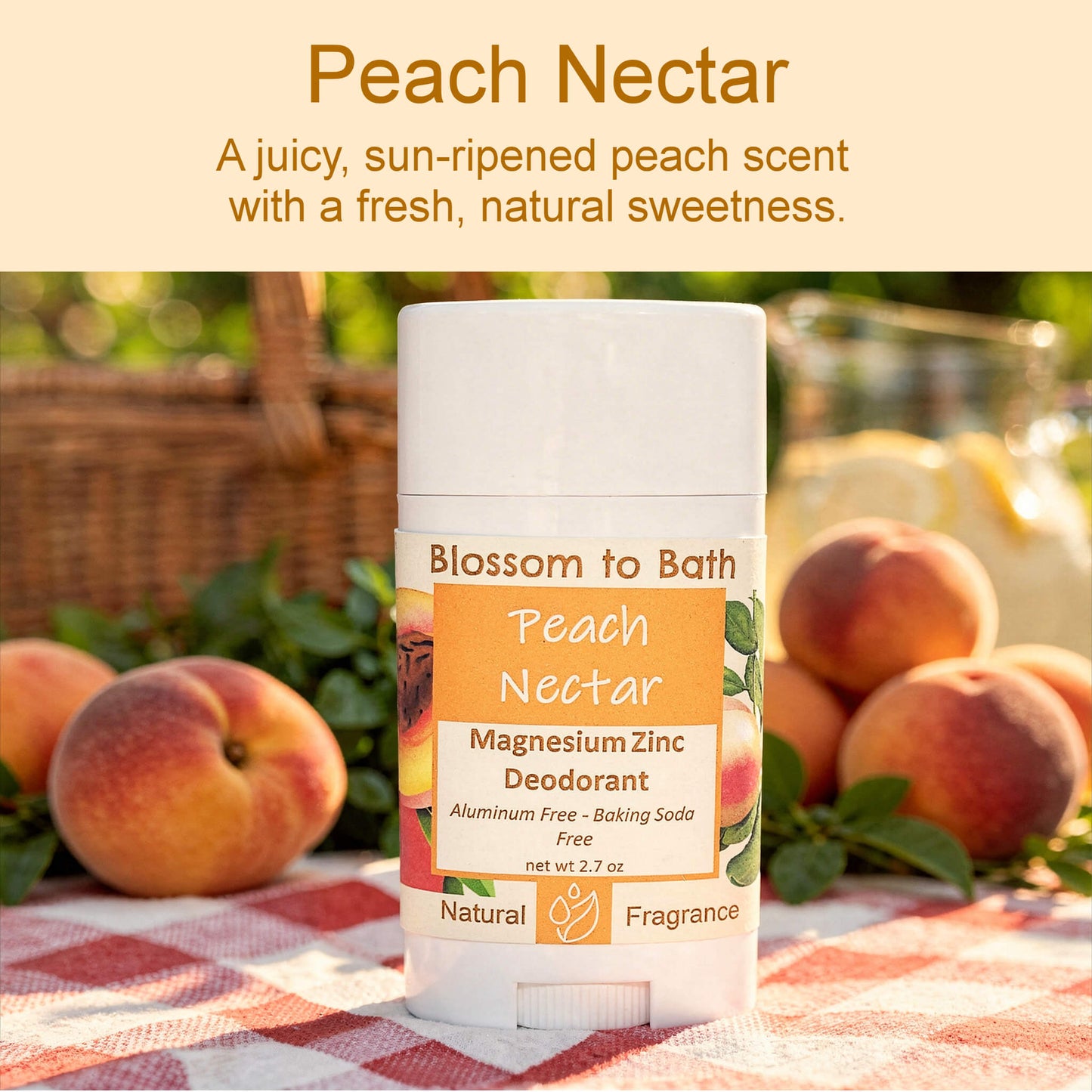 Peach Nectar Magnesium Zinc Deodorant (2.7 ounce) - Natural Fragrance