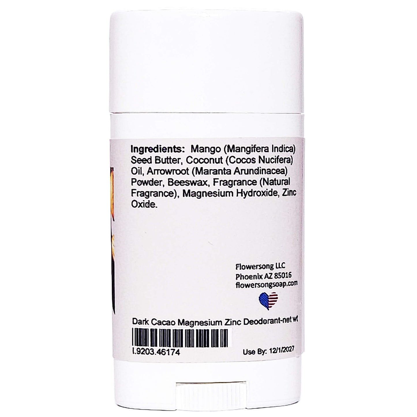 Dark Cacao Magnesium Zinc Deodorant (2.7 ounce) - Natural Fragrance