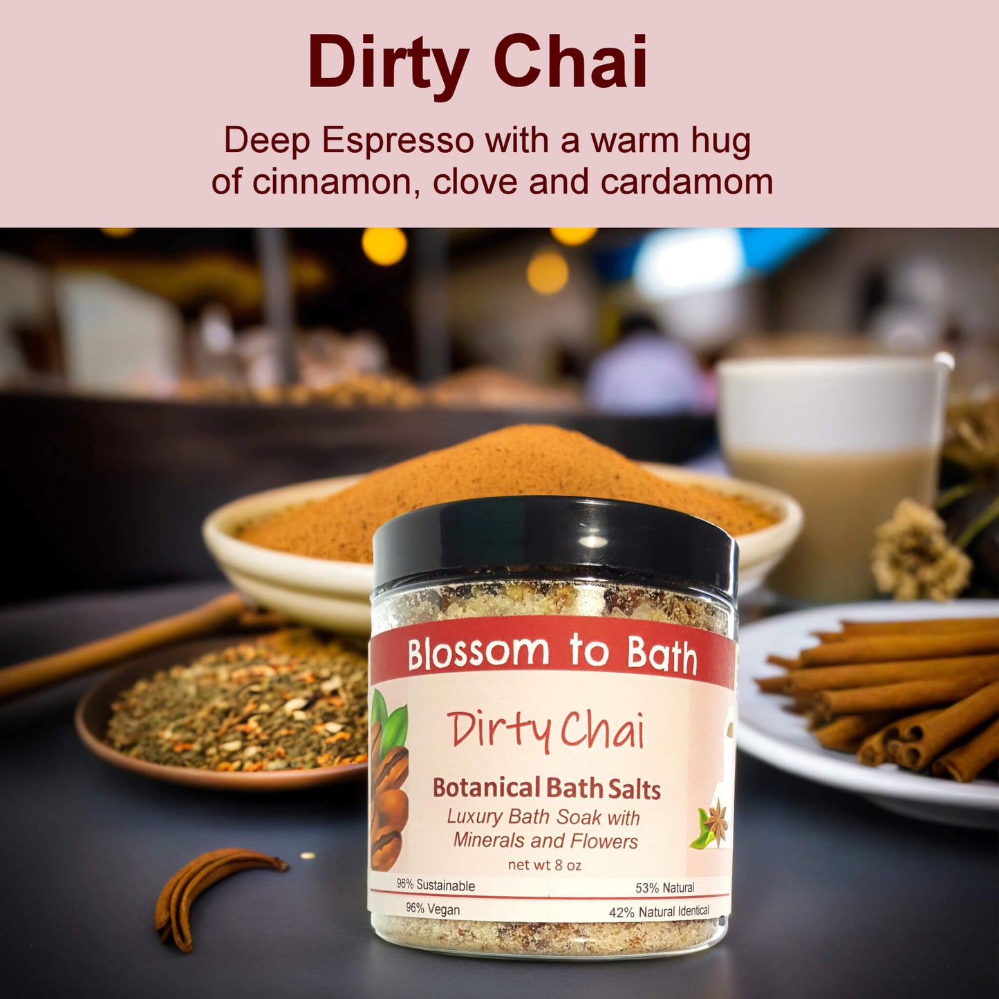 Dirty Chai Botanical Bath Salts (8 ounce) - Phthalate Free Fragrance