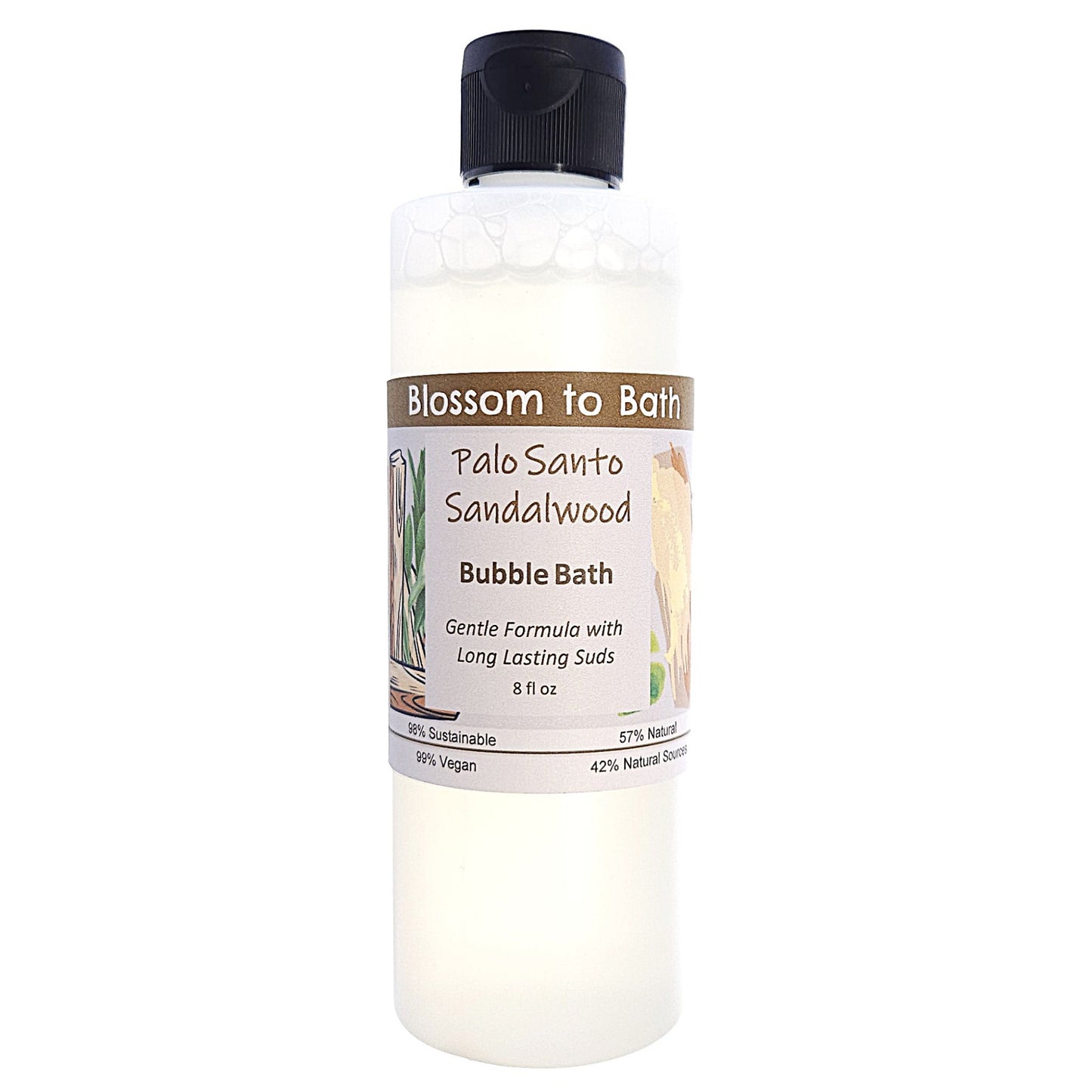 Palo Santo Sandalwood Bubble Bath (8 ounce) - Phthalate Free Fragrance