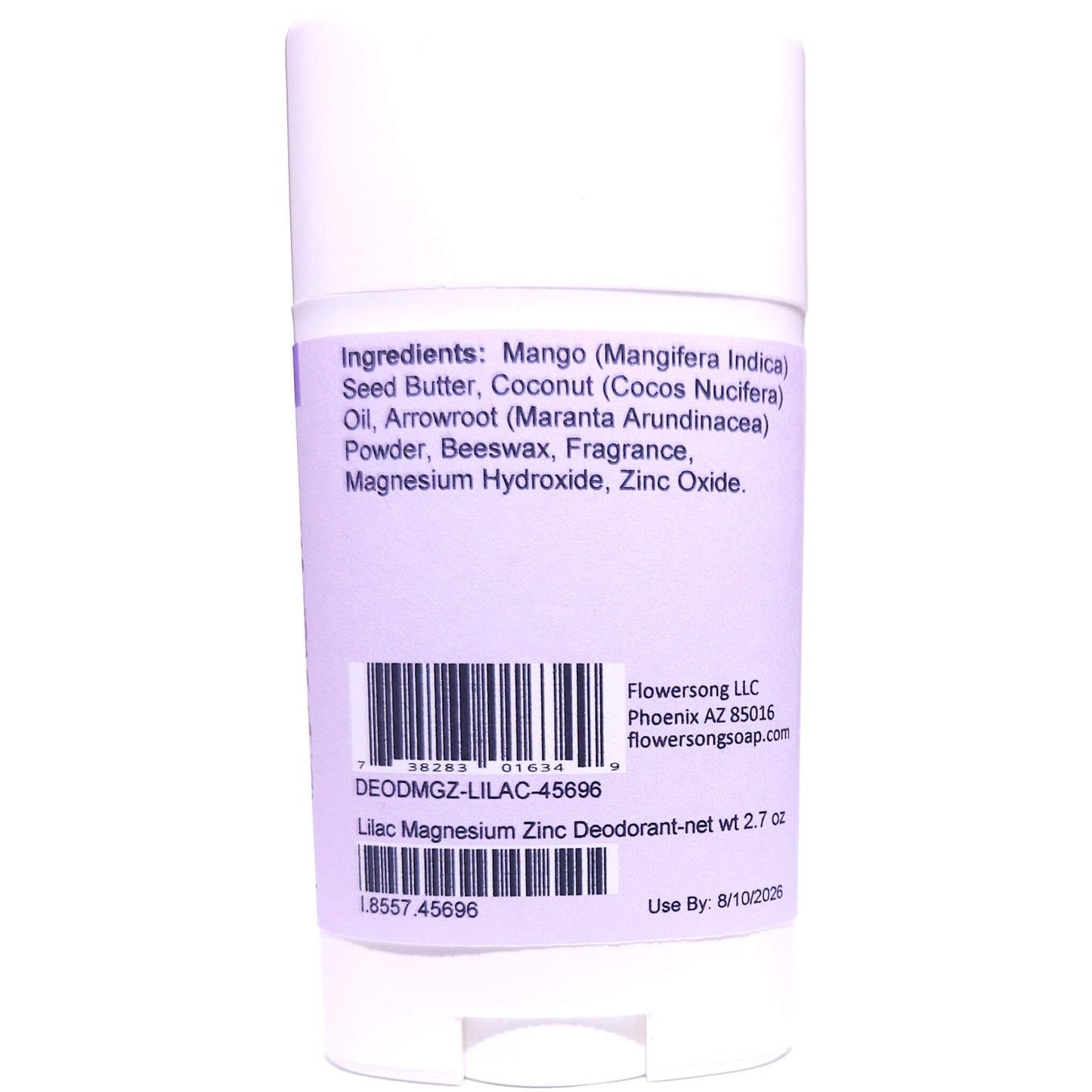 Lilac Magnesium Zinc Deodorant (2.7 ounce) - Phthalate Free Fragrance
