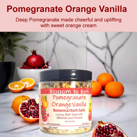 Pomegranate Orange Vanilla Botanical Bath Salts (8 ounce) - Natural Fragrance