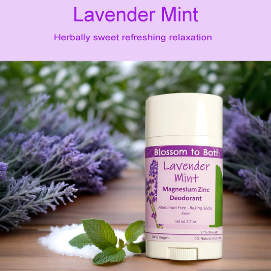 Lavender Mint Magnesium Zinc Deodorant (2.7 ounce) - Pure Essential Oil Fragrance