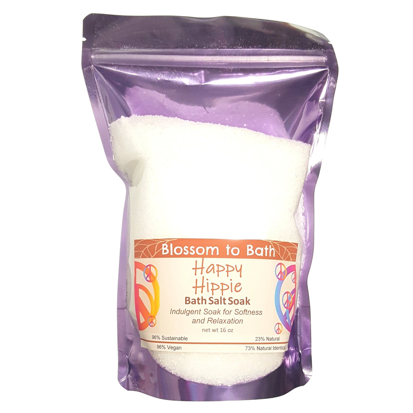 Happy Hippie Bath Salt Soak (16 ounce) - Pure Essential Oil Fragrance