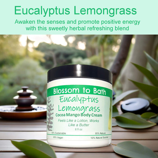 Eucalyptus Lemongrass Cocoa Mango Body Cream  (8 Ounce) - Pure Essential Oil Fragrance