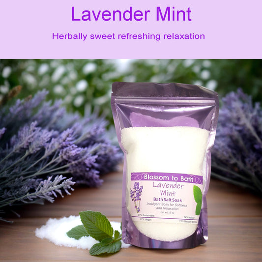 Lavender Mint Bath Salt Soak (16 ounce) - Pure Essential Oil Fragrance