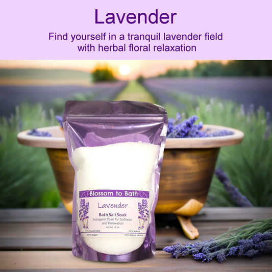 Lavender Bath Salt Soak (16 ounce) - Pure Essential Oil Fragrance