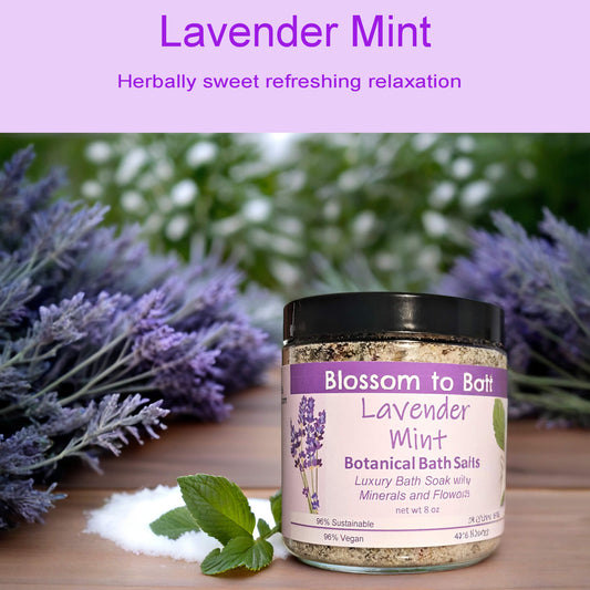 Lavender Mint Botanical Bath Salts (8 ounce) - Pure Essential Oil Fragrance