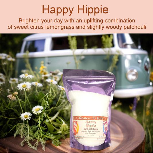 Happy Hippie Bath Salt Soak (16 ounce) - Pure Essential Oil Fragrance