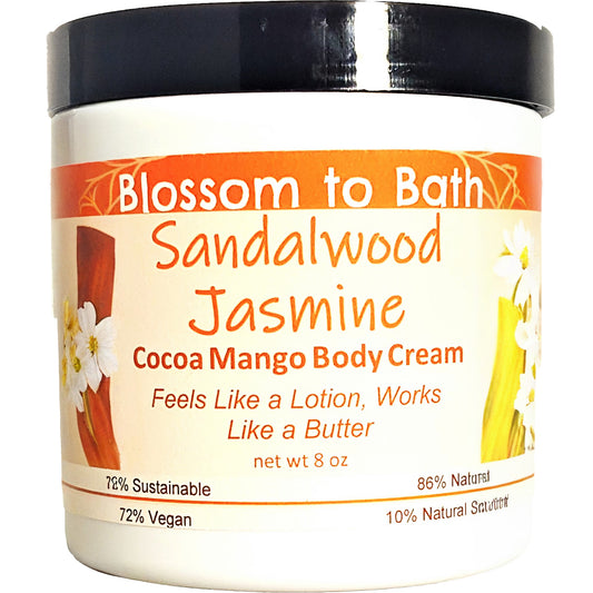 Sandalwood Jasmine Cocoa Mango Body Cream (8 Ounce) - Natural Fragrance