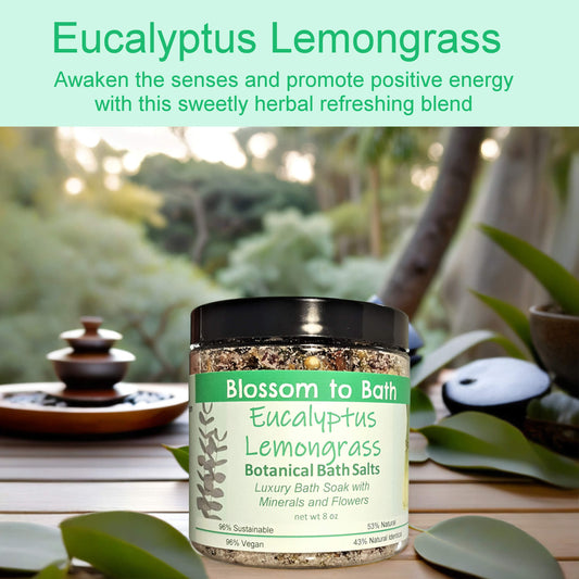 Eucalyptus Lemongrass Botanical Bath Salts (8 ounce) - Pure Essential Oil Fragrance