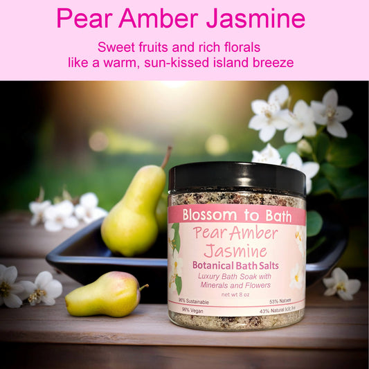 Pear Amber Jasmine Botanical Bath Salts (8 ounce) - Phthalate Free Fragrance