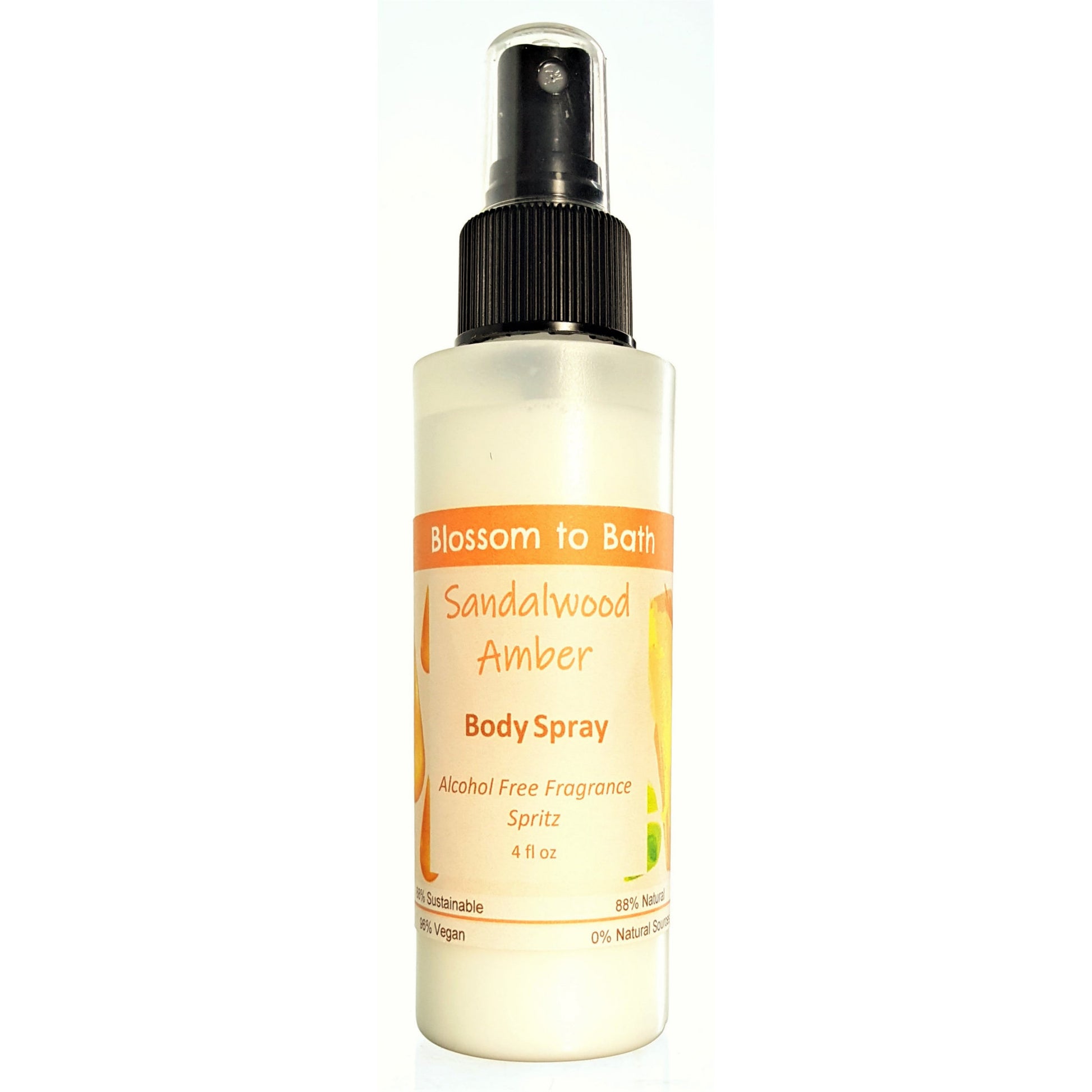 Buy Blossom to Bath Sandalwood Amber Body Spray from Flowersong Soap Studio.  Natural  freshening of skin, linens, or air  An irresistible combination of warm sandalwood and spice.