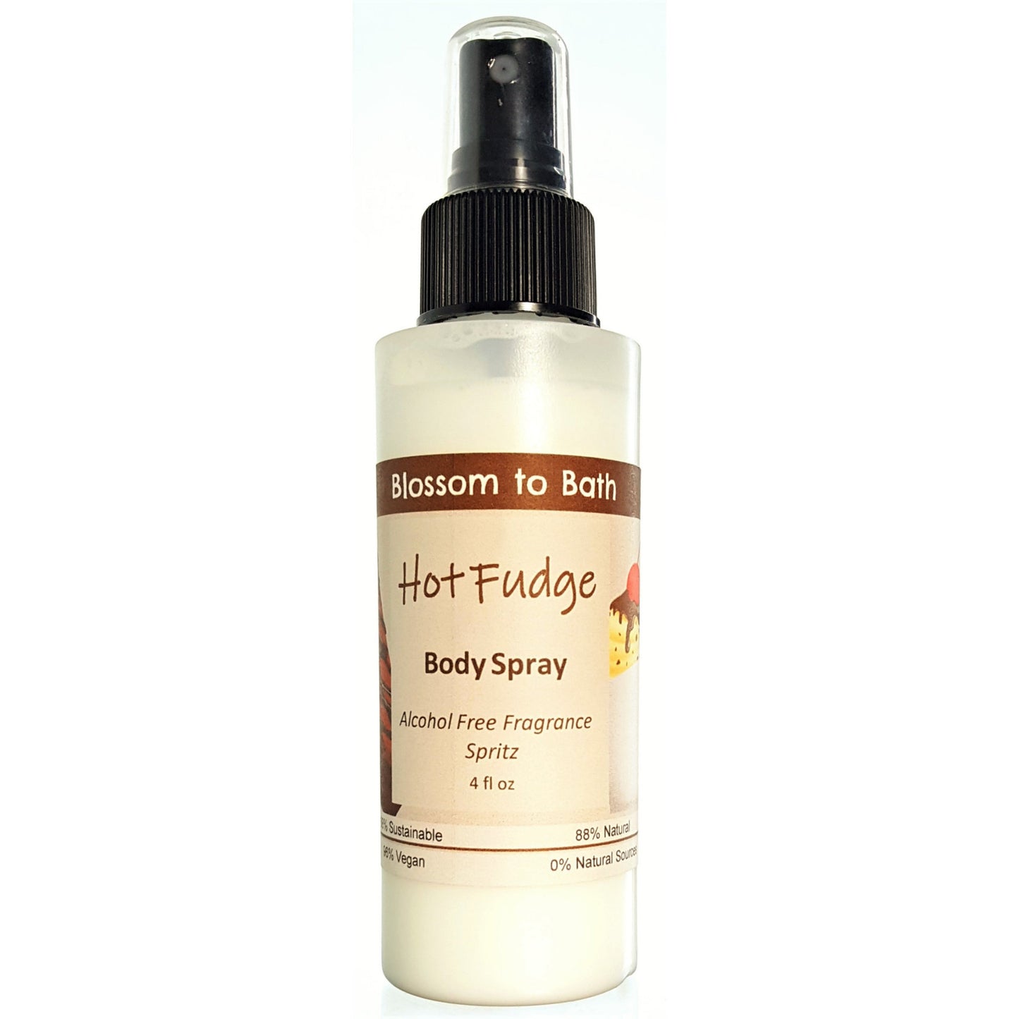 Buy Blossom to Bath Hot Fudge Body Spray from Flowersong Soap Studio.  Natural  freshening of skin, linens, or air  The fragrance is three layers deep in rich chocolate.
