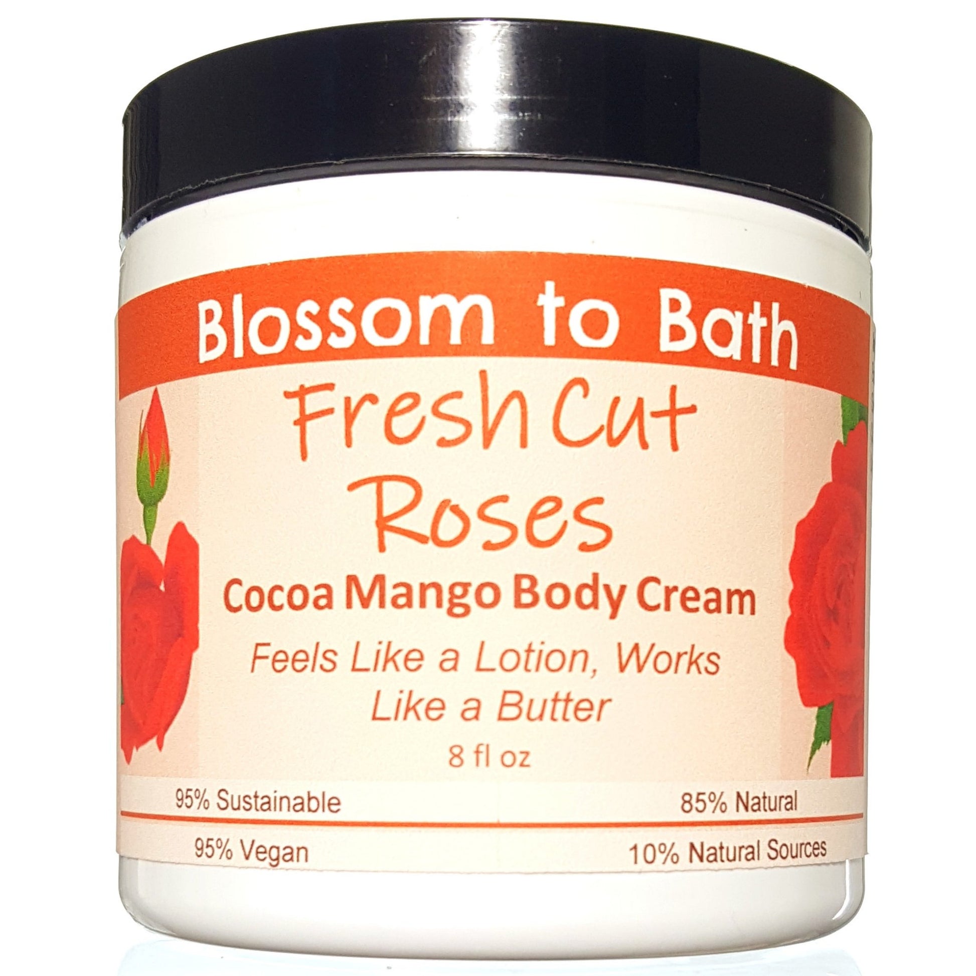 Buy Blossom to Bath Fresh Cut Roses Cocoa Mango Body Cream from Flowersong Soap Studio.  Rich organic butters  soften and moisturize even the roughest skin all day  A true rose fragrance, the scent captures the splendor of a newly blossomed rose.