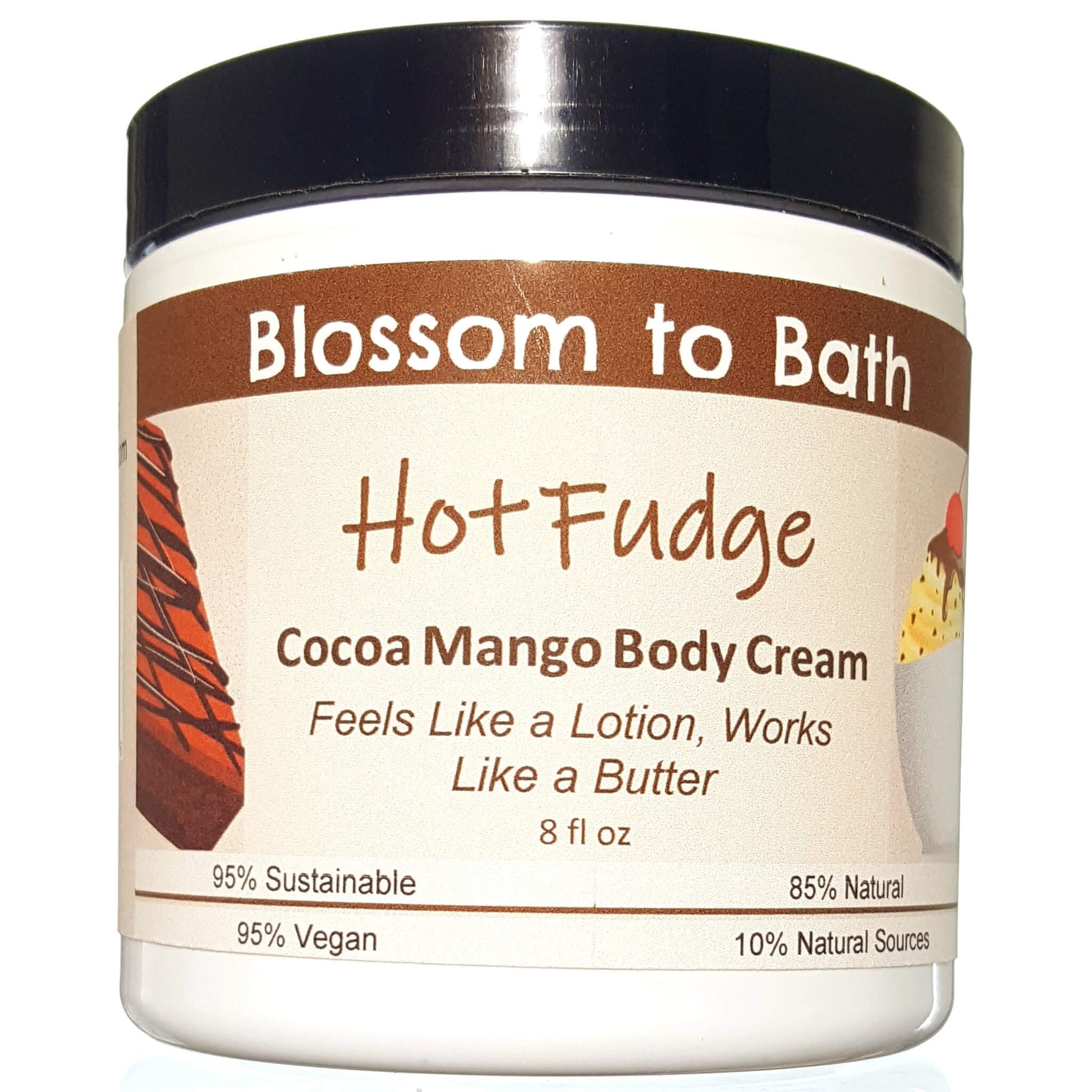 Buy Blossom to Bath Hot Fudge Cocoa Mango Body Cream from Flowersong Soap Studio.  Rich organic butters  soften and moisturize even the roughest skin all day  The fragrance is three layers deep in rich chocolate.