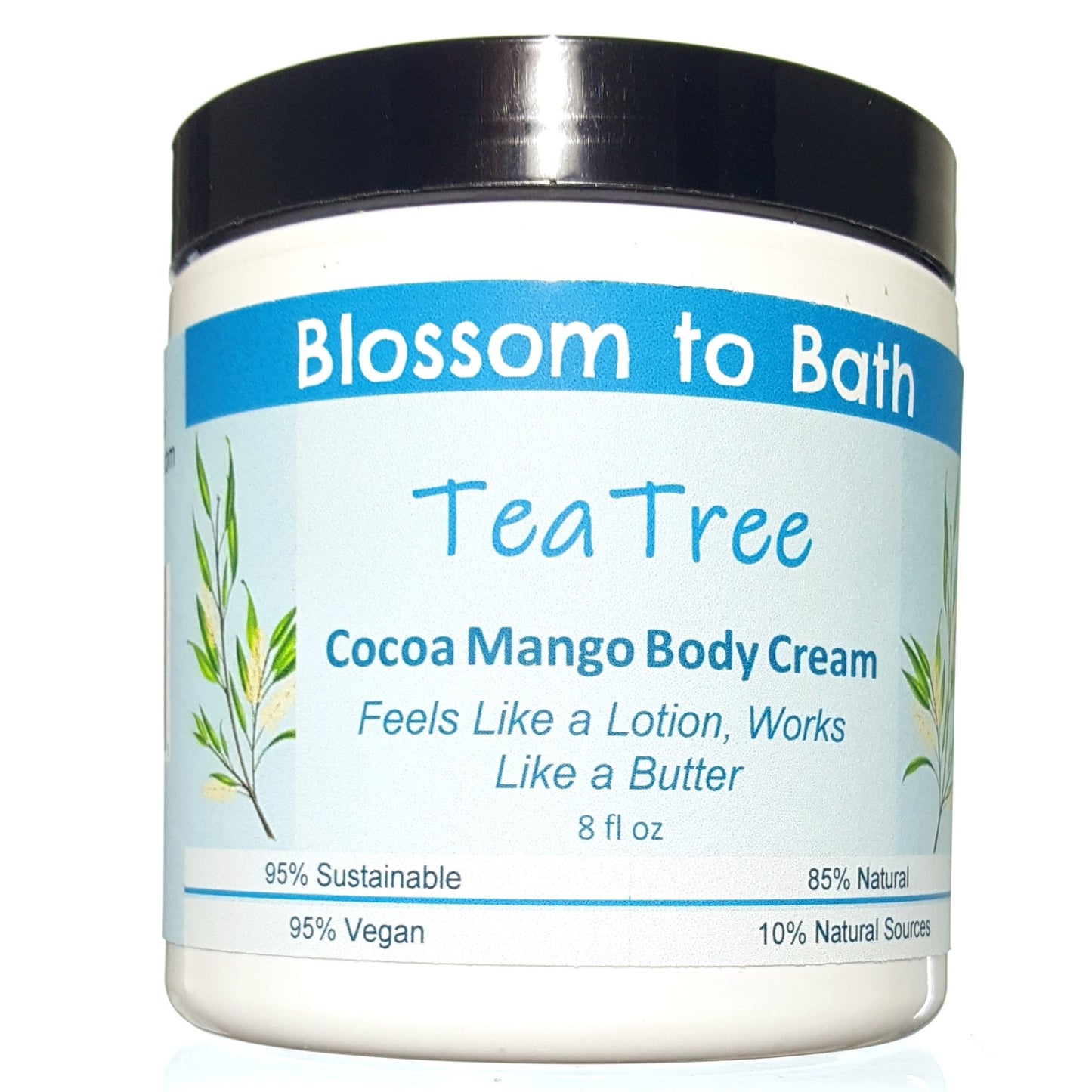 Buy Blossom to Bath Tea Tree Cocoa Mango Body Cream from Flowersong Soap Studio.  Rich organic butters luxury soften and moisturize even the roughest skin all day  Tea tree's fresh fragrance embodies a deep down clean.