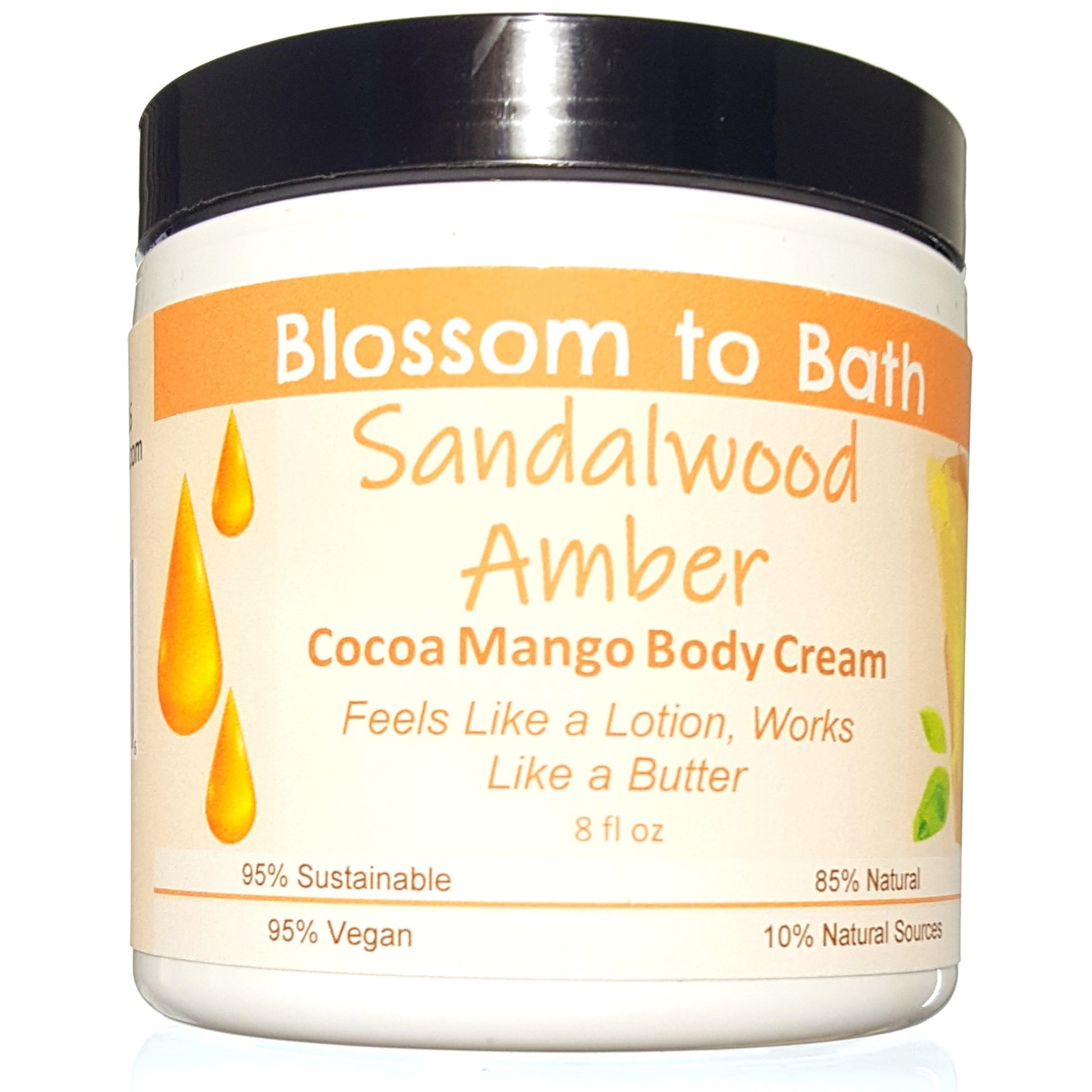Buy Blossom to Bath Sandalwood Amber Cocoa Mango Body Cream from Flowersong Soap Studio.  Rich organic butters  soften and moisturize even the roughest skin all day  An irresistible combination of warm sandalwood and spice.