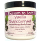 Buy Blossom to Bath Vanilla Black Currant Cocoa Mango Body Cream from Flowersong Soap Studio.  Rich organic butters luxury soften and moisturize even the roughest skin all day  A sensuous rich berry scent with a hint of vanilla and a twist of freshness.