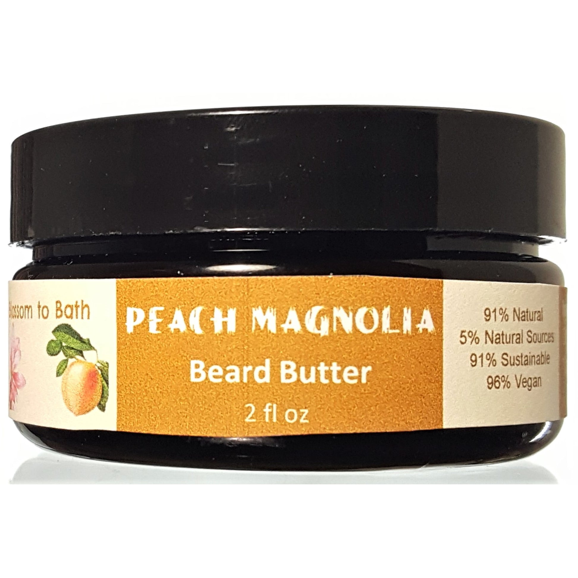 Buy Blossom to Bath Peach Magnolia Beard Butter from Flowersong Soap Studio.  For control and softening, a conditioning blend of Organic butters and oils tested on real beards  An intoxicating blend of peach, magnolia, and raspberry.