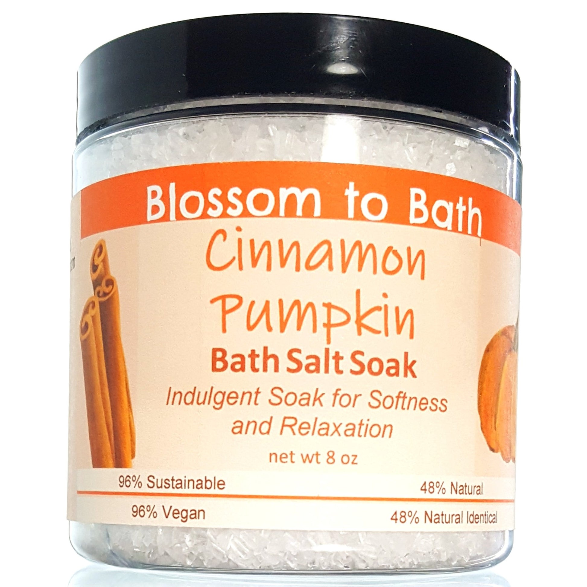 Buy Blossom to Bath Cinnamon Pumpkin Bath Salt Soak from Flowersong Soap Studio.  Scented epsom salts for a luxurious soaking experience  An engaging, cheerful scent filled with sweet vanilla and warm spice.