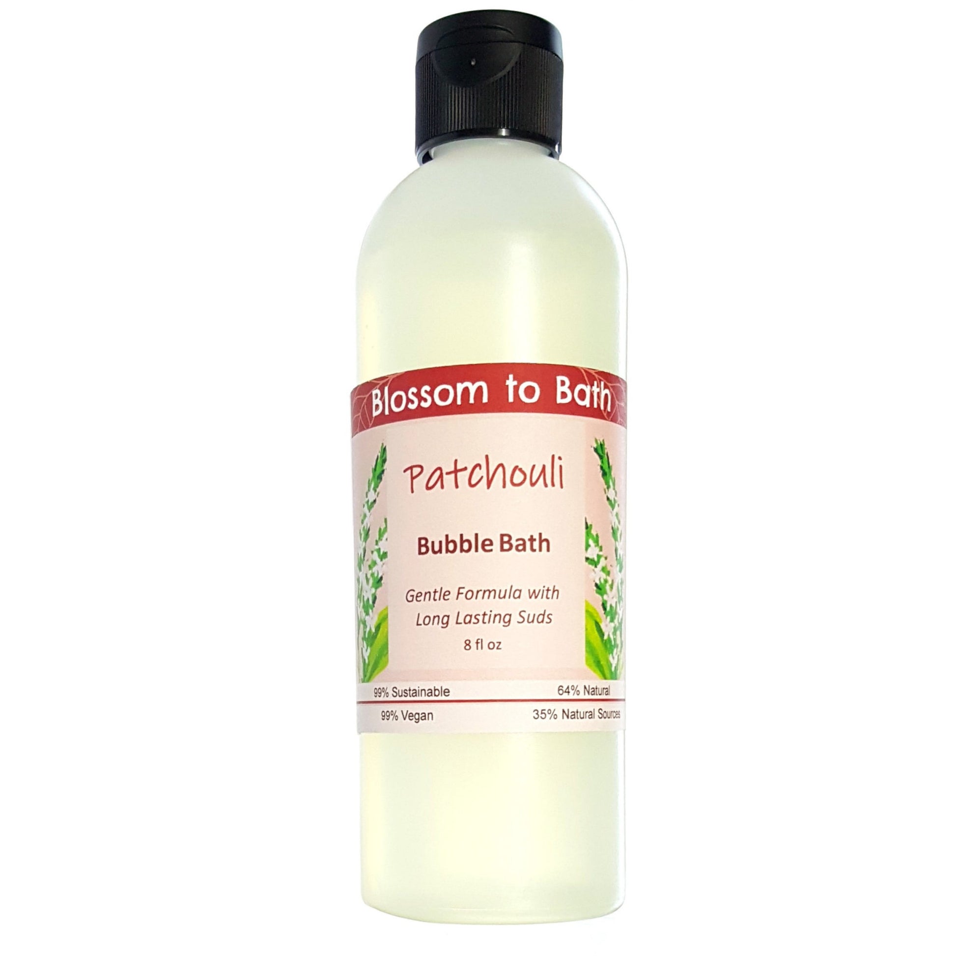 Buy Blossom to Bath Patchouli Bubble Bath from Flowersong Soap Studio.  Lively, long lasting luxury bubbles in a gentle plant based formula for maximum relaxation time  The pure earthy, woody, spicy scent of straight Patchouli.
