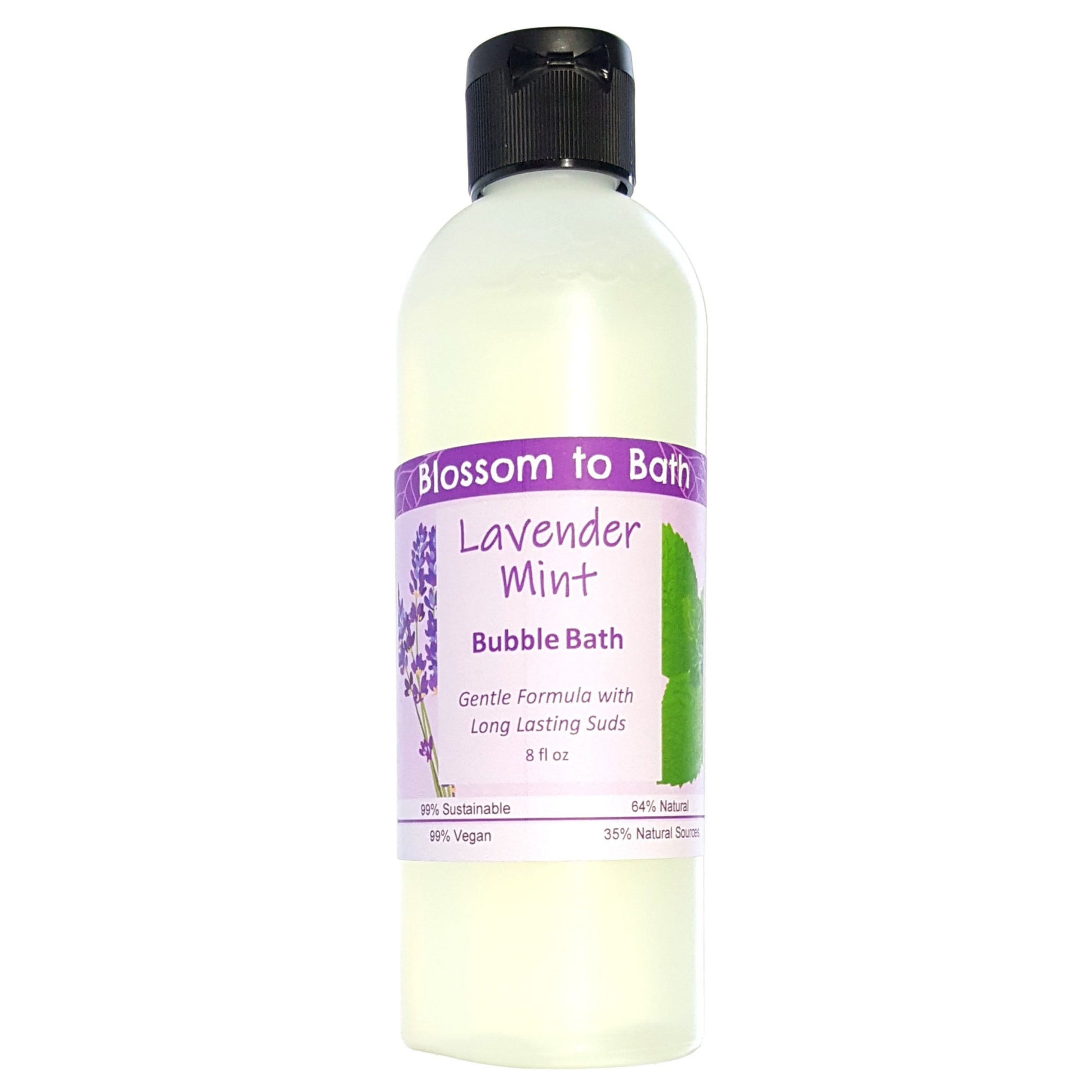 Buy Blossom to Bath Lavender Mint Bubble Bath from Flowersong Soap Studio.  Lively, long lasting luxury bubbles in a gentle plant based formula for maximum relaxation time  A cheerfully relaxing combination of lavender and peppermint.