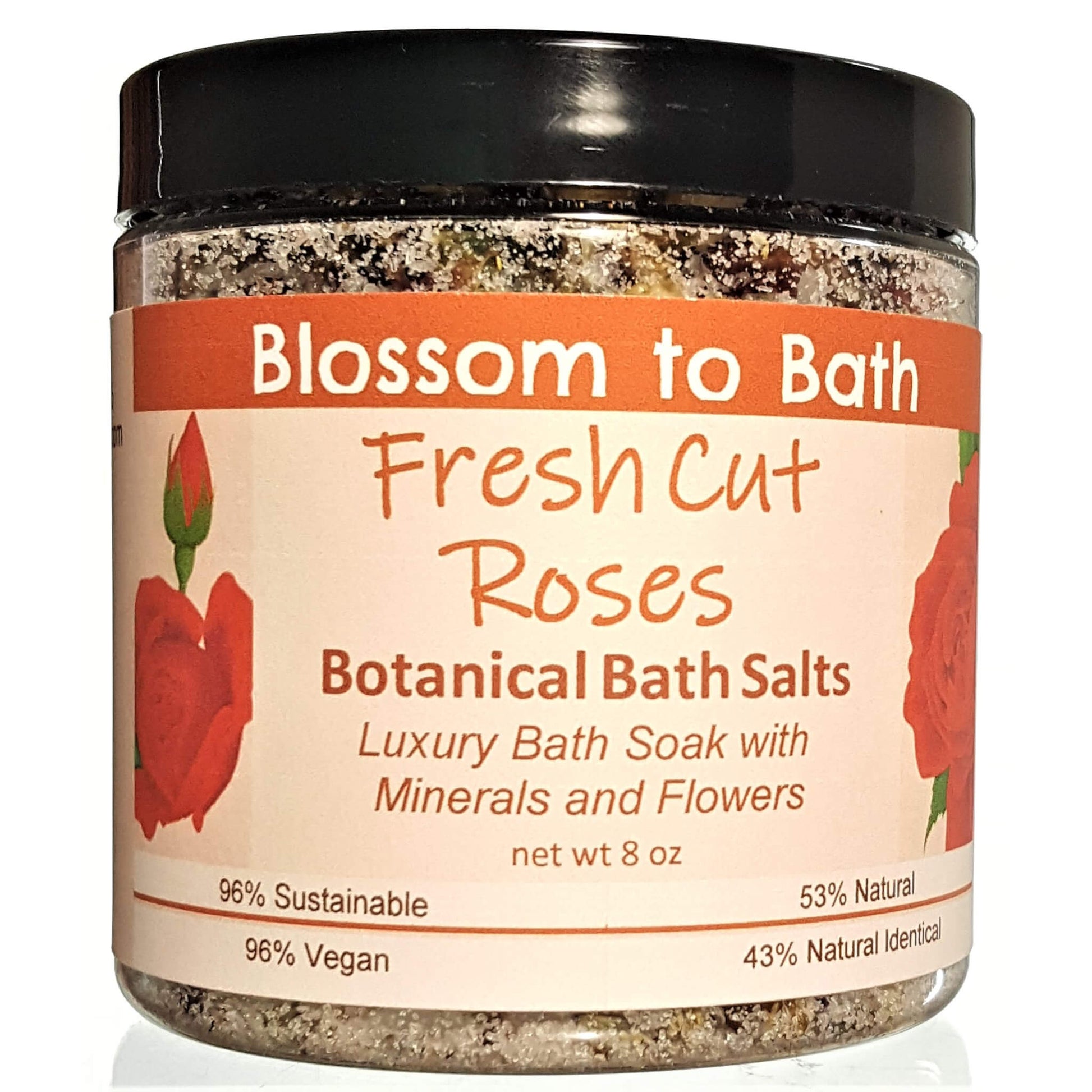 Buy Blossom to Bath Fresh Cut Roses Botanical Bath Salts from Flowersong Soap Studio.  A hand selected variety of skin loving botanicals and mineral rich salts for a unique, luxurious soaking experience  A true rose fragrance, the scent captures the splendor of a newly blossomed rose.